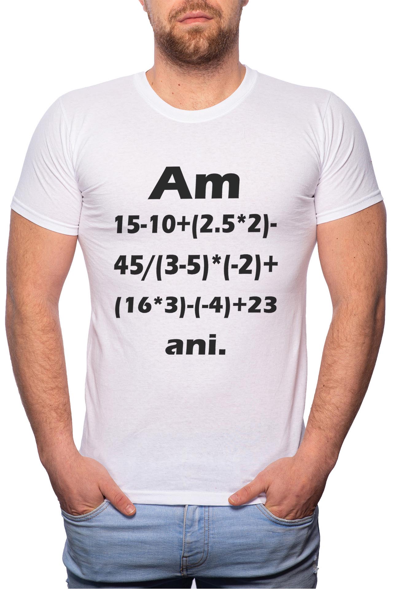 Tricou barbati, Calculate My Age, 100% Bumbac, W112, Alb