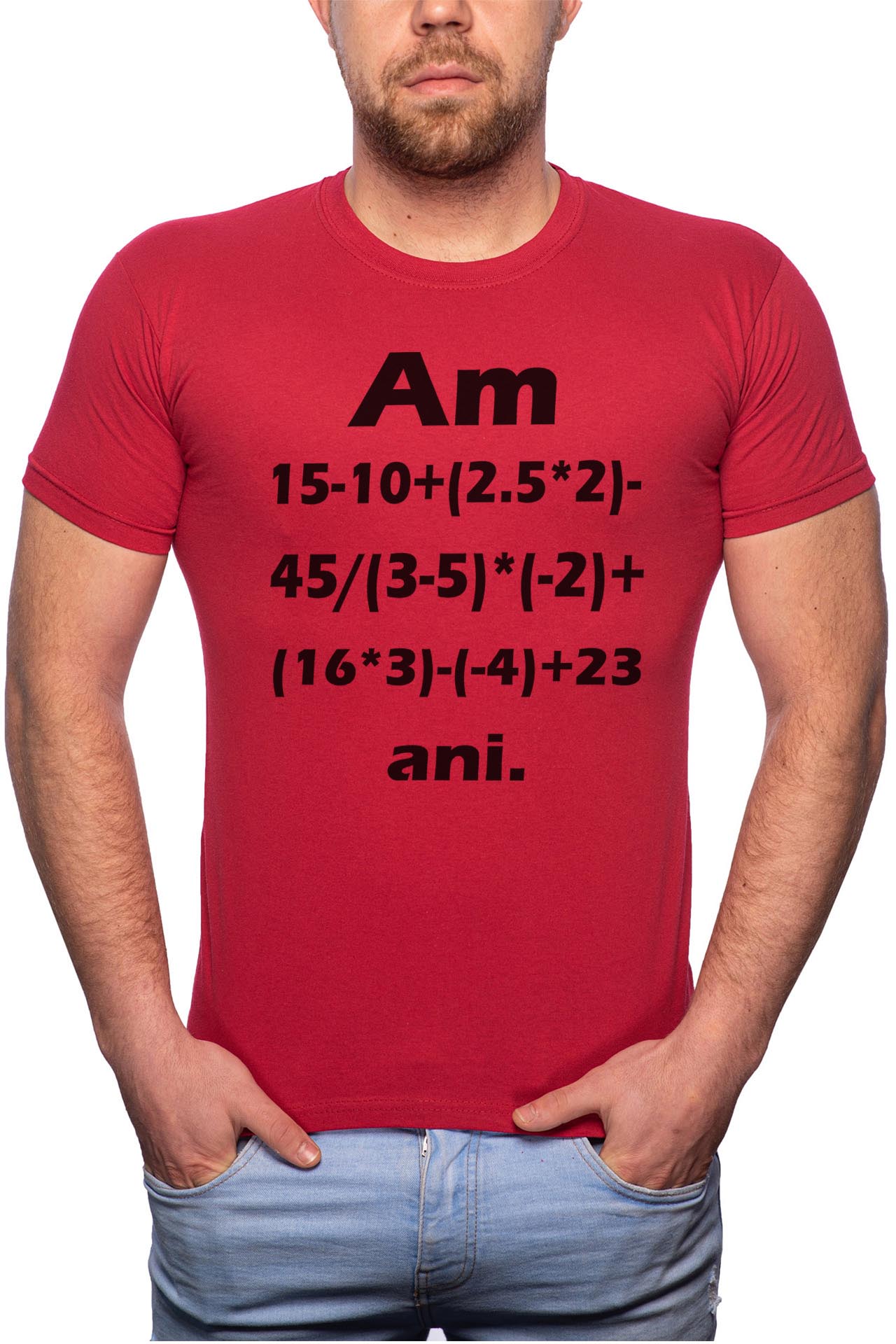 Tricou barbati, Calculate My Age, 100% Bumbac, R112, Rosu Bordeaux
