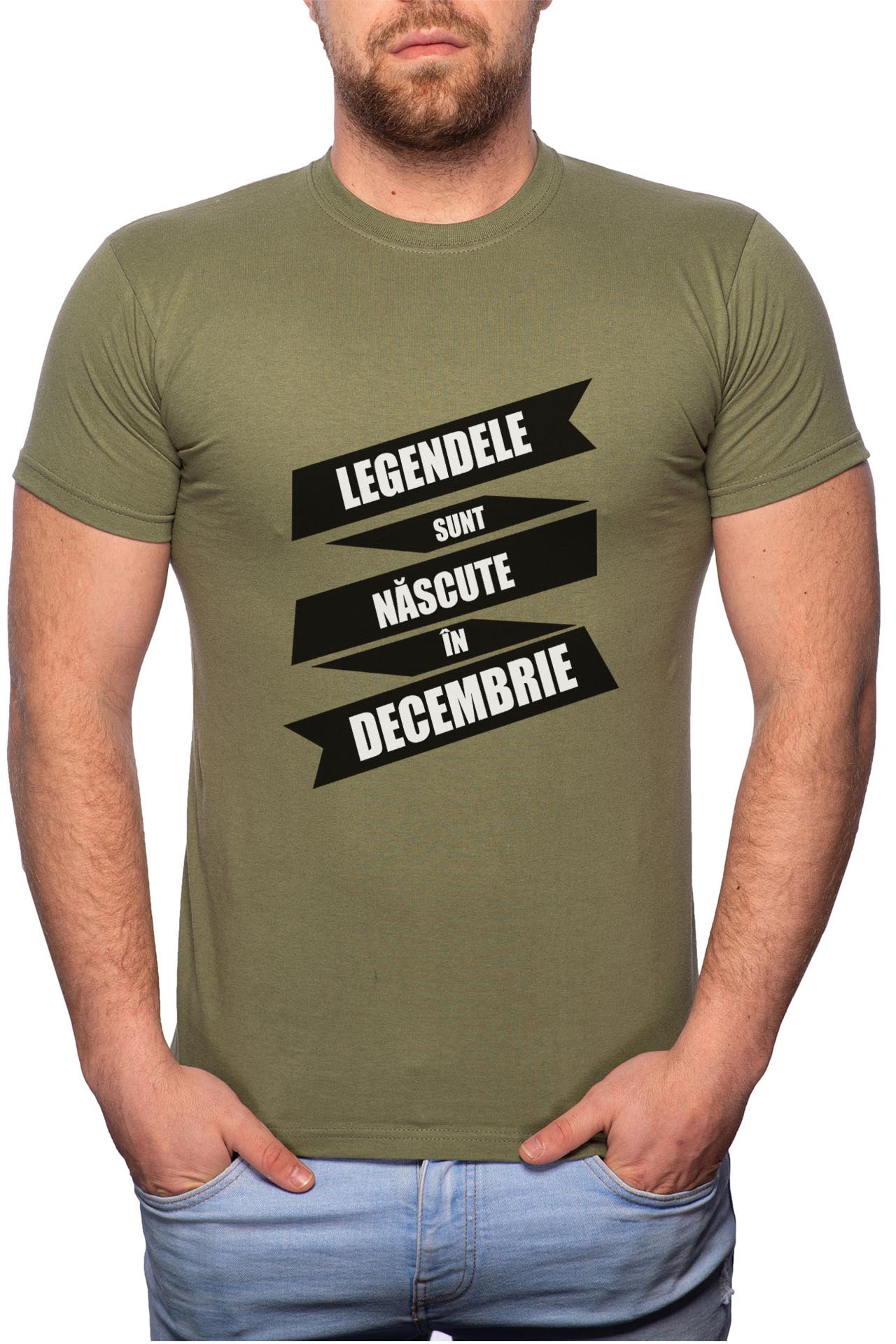 Tricou barbati, Nascute In Decembrie, 100% Bumbac, GM86, Verde militar