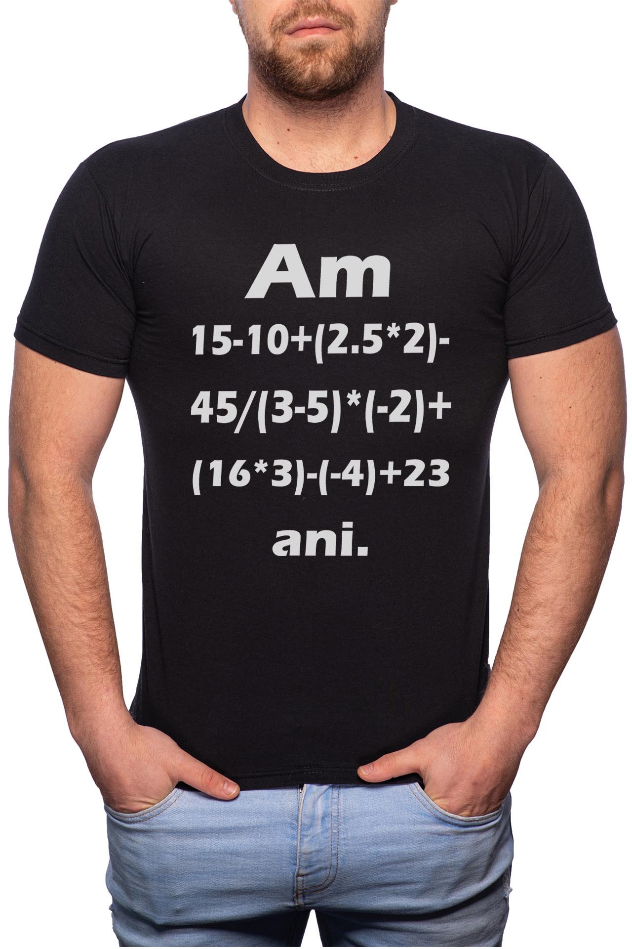 Tricou barbati, Calculate My Age, 100% Bumbac, B112, Negru