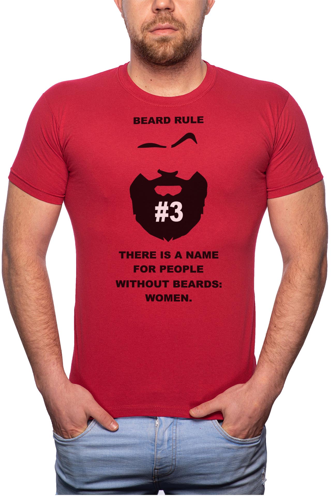Tricou barbati, Beard Rule 3, 100% Bumbac, R116, Rosu Bordeaux