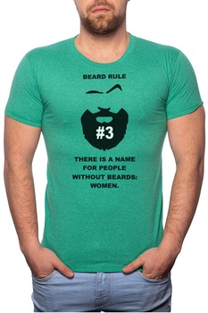 Tricou barbati, Beard Rule 3, 100% Bumbac, G116, Verde Tricou barbati, Beard Rule 3, 100% Bumbac, G116, Verde