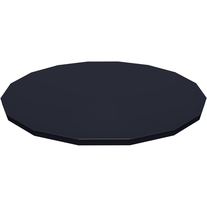 Защитно покривало за басейн Bestway, Flowclear, Диаметър 488 см, PVC материал, Включва кабел и дренажни отвори, Които предотвратяват натрупването на вода, Съвместим с басейни Power Steel, Power Steel Deluxe и Hydrium, Черен