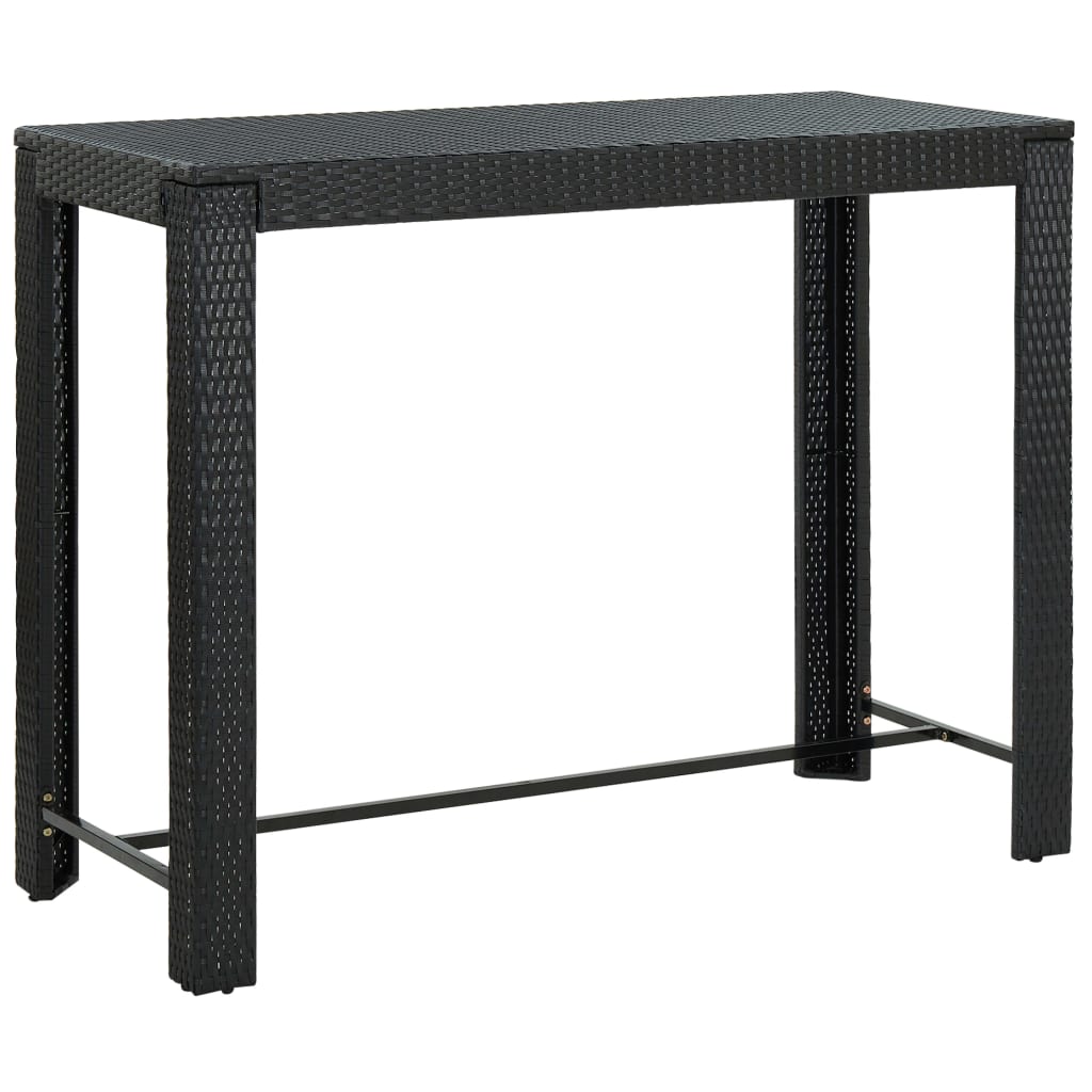 Masa de bar de gradina, vidaXL, Poliratan-otel, 140.5 x 60.5 x 110.5 cm, Negru