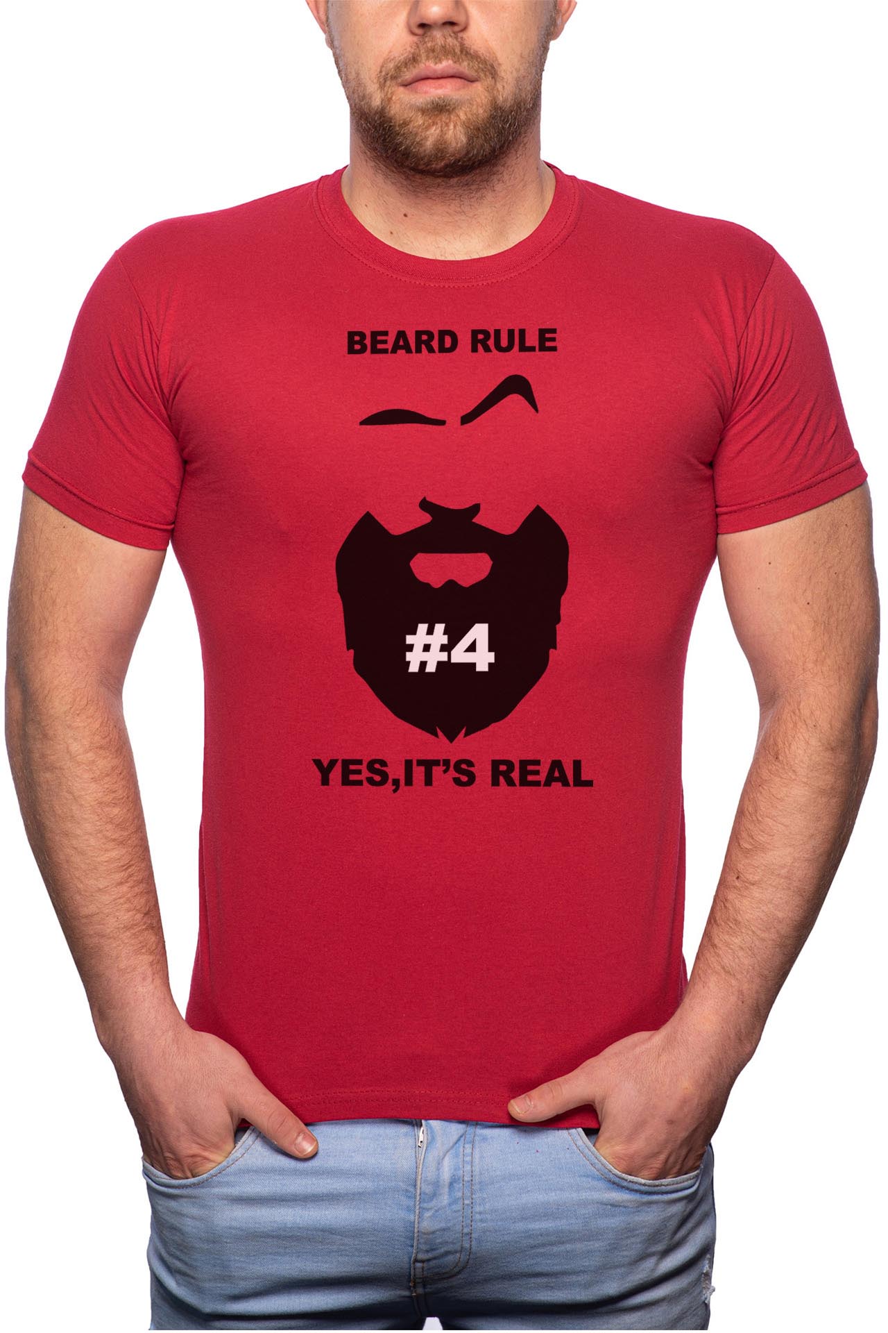 Tricou barbati, Beard Rule 4, 100% Bumbac, R120, Rosu Bordeaux