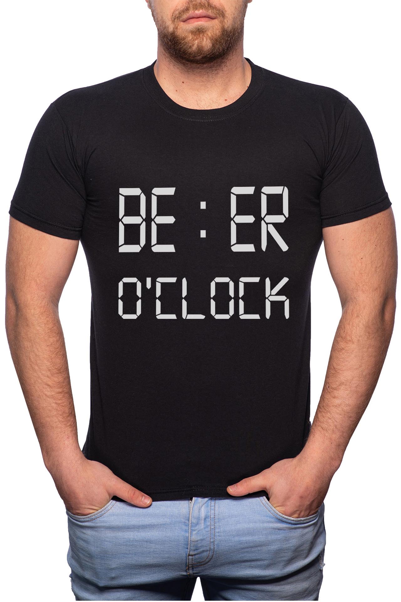 Tricou barbati, Beer O'Clock, 100% Bumbac, B121, Negru