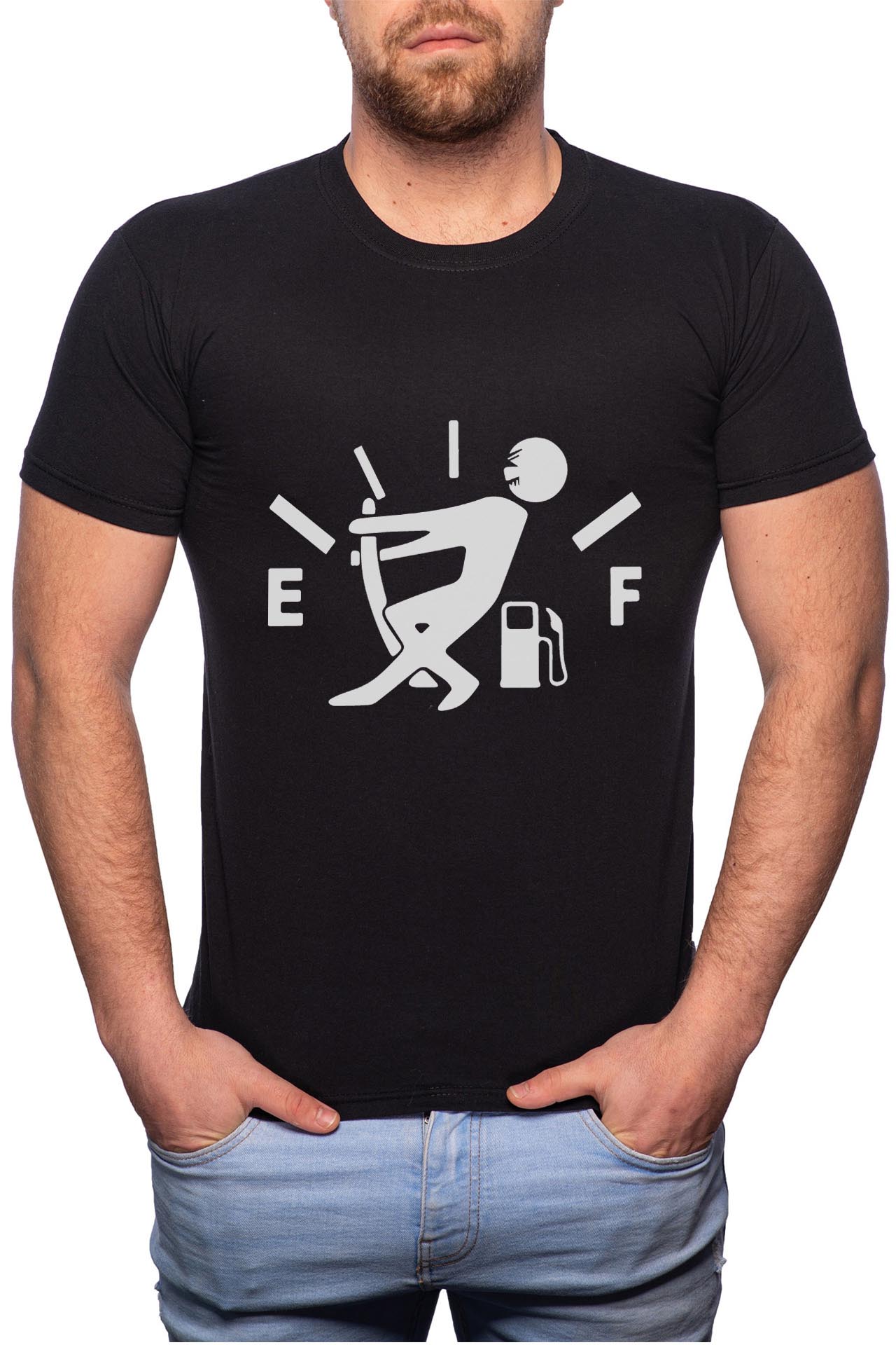 Tricou barbati, Empty Fuel, 100% Bumbac, B122, Negru