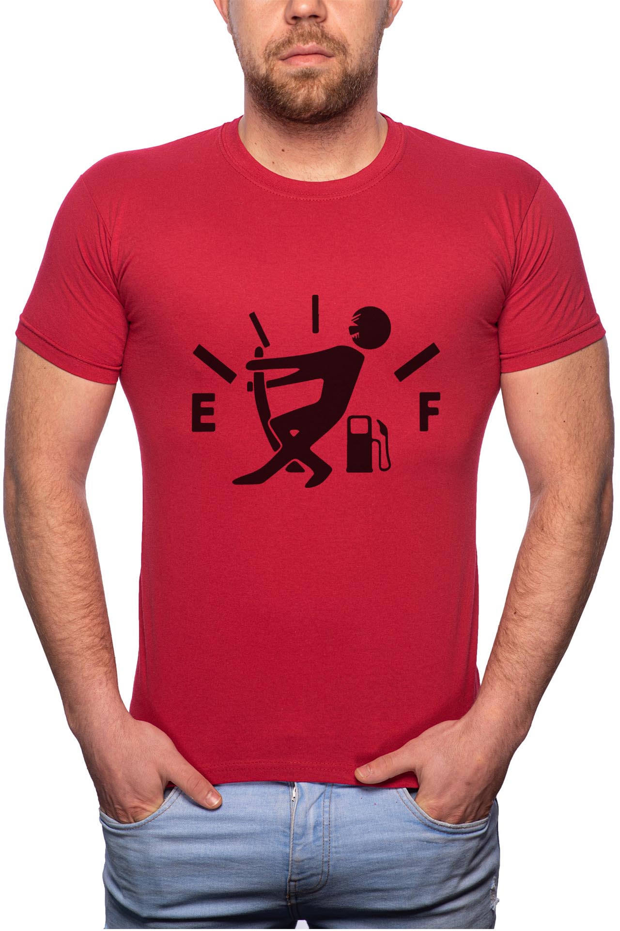 Tricou barbati, Empty Fuel, 100% Bumbac, R122, Rosu Bordeaux