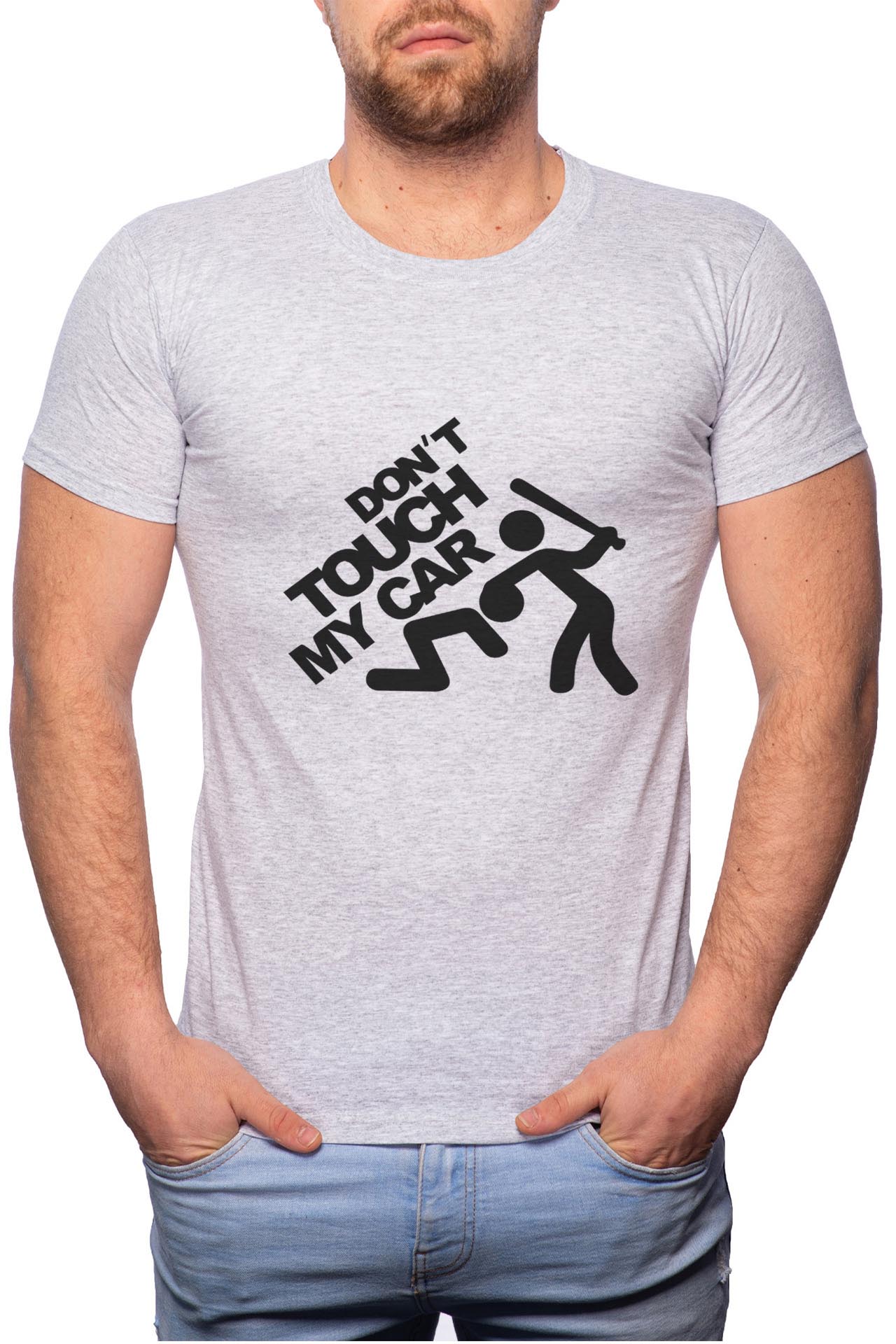 Tricou barbati, Don't Touch My Car, 100% Bumbac, GR123, Gri
