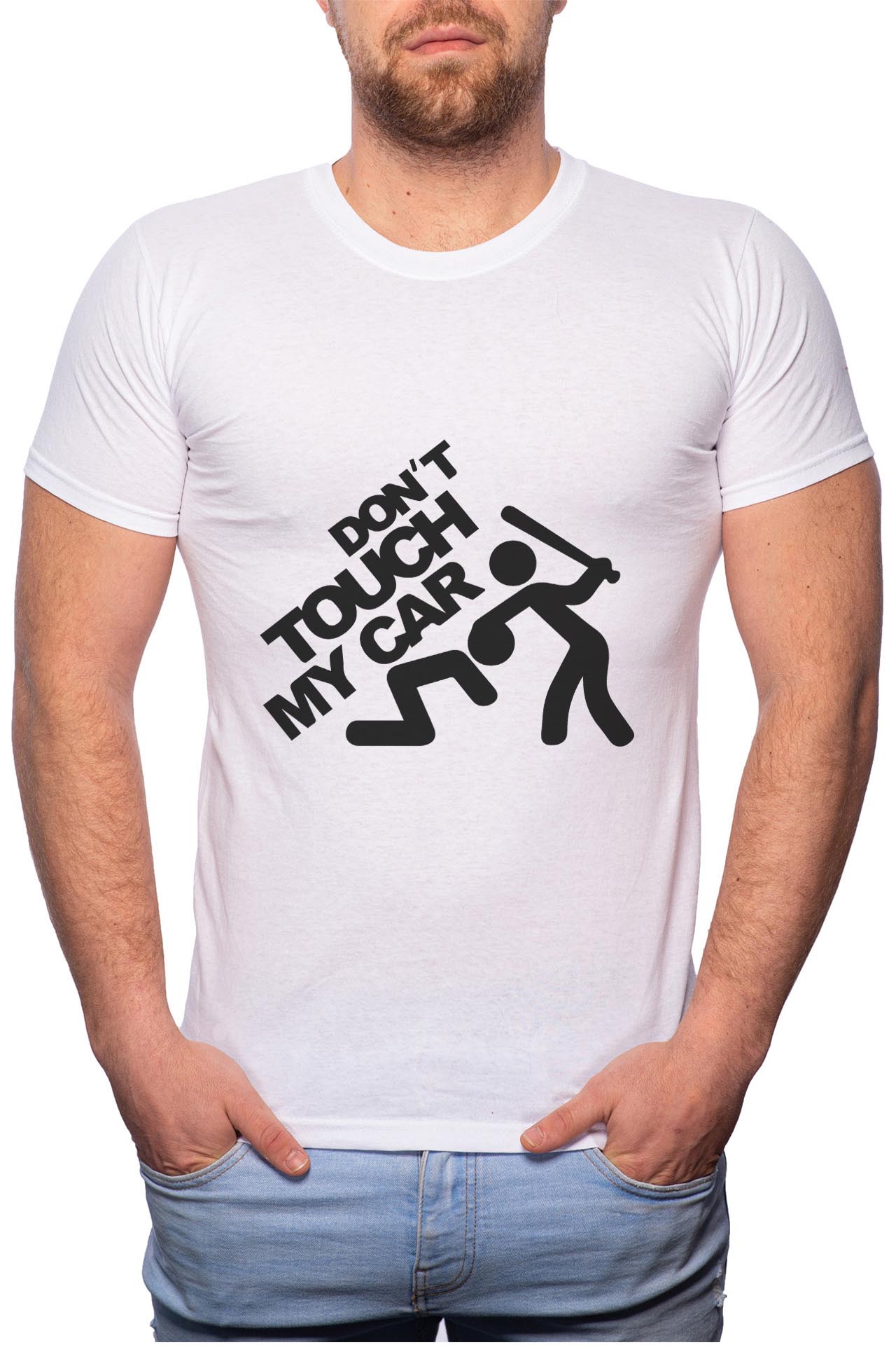 Tricou barbati, Don't Touch My Car, 100% Bumbac, W123, Alb