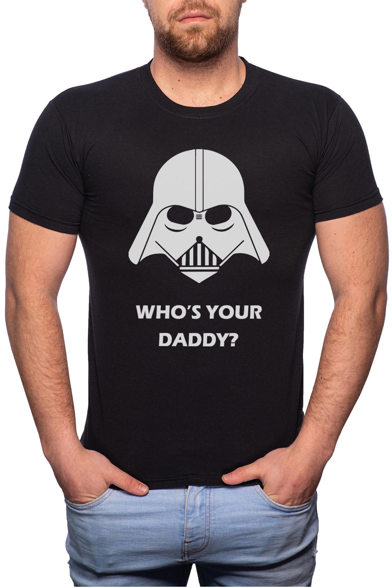 Tricou barbati, Who's Your Daddy?, 100% Bumbac, B128, Negru