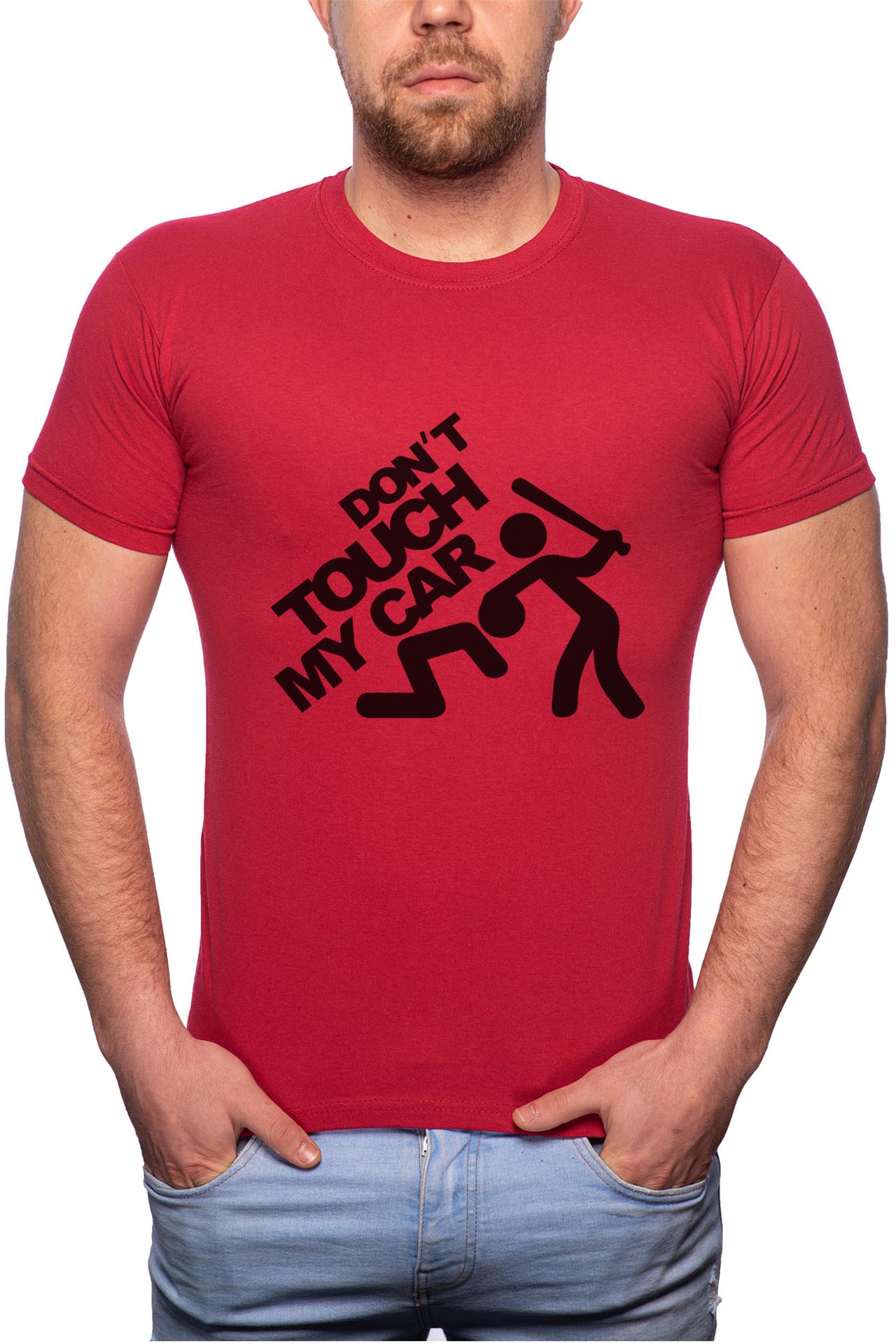 Tricou barbati, Don't Touch My Car, 100% Bumbac, R123, Rosu Bordeaux
