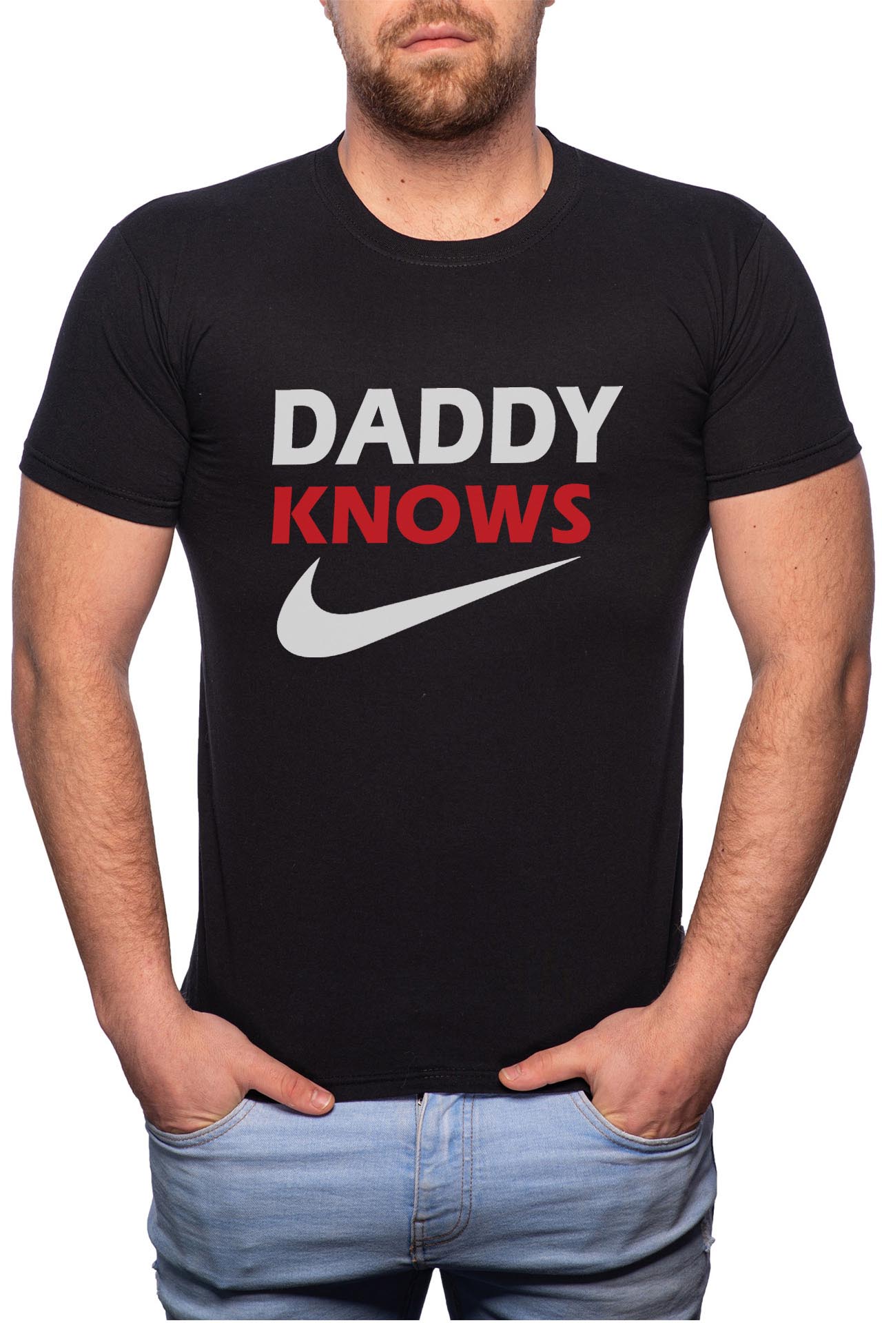 Tricou barbati, Daddy Knows, 100% Bumbac, B125, Negru