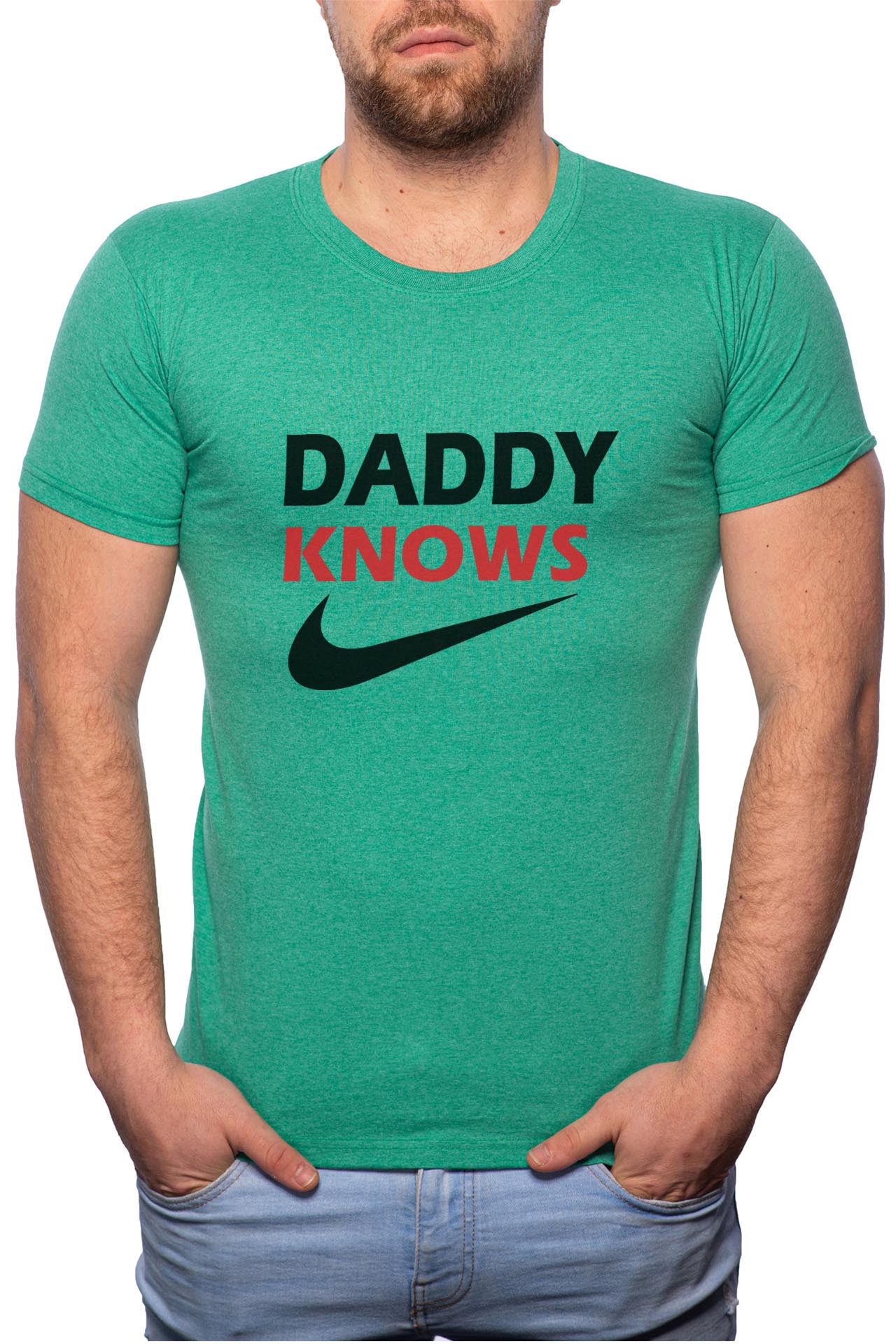 Tricou barbati, Daddy Knows, 100% Bumbac, G125, Verde