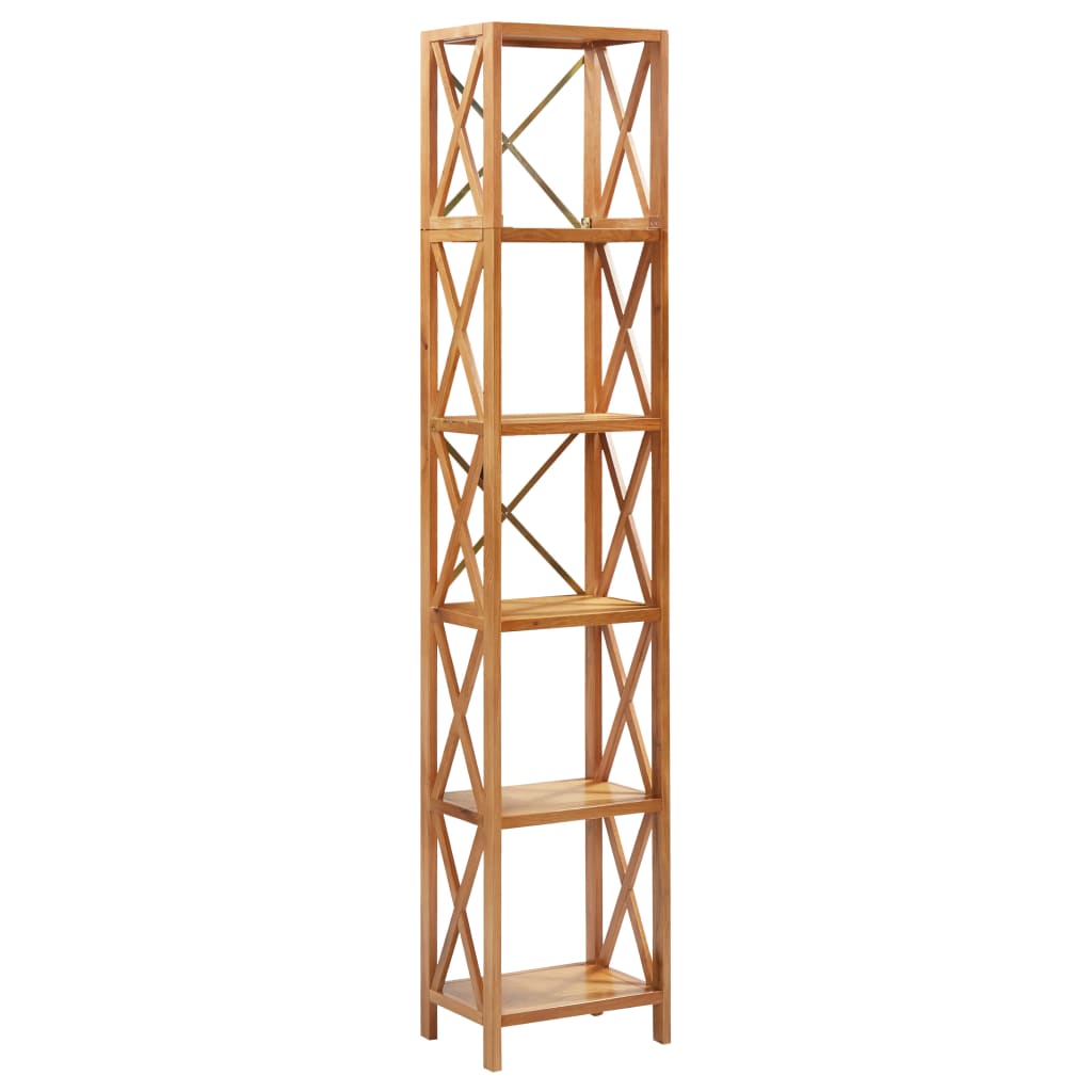 Raft/Biblioteca cu 6 niveluri, vidaXL, Lemn masiv de stejar, 40 x 30 x 205 cm, Maro