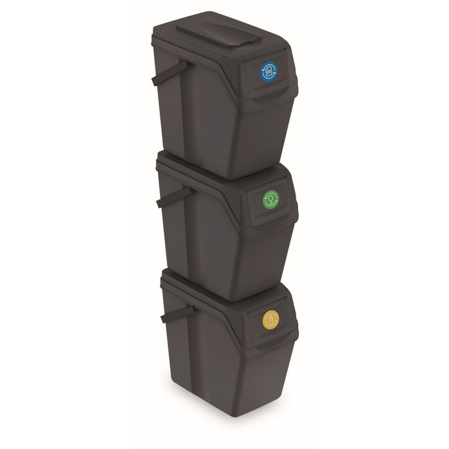 Cosuri de sortare selectiva a deseurilor Prosperplast Sortibox 3x25L - antracit