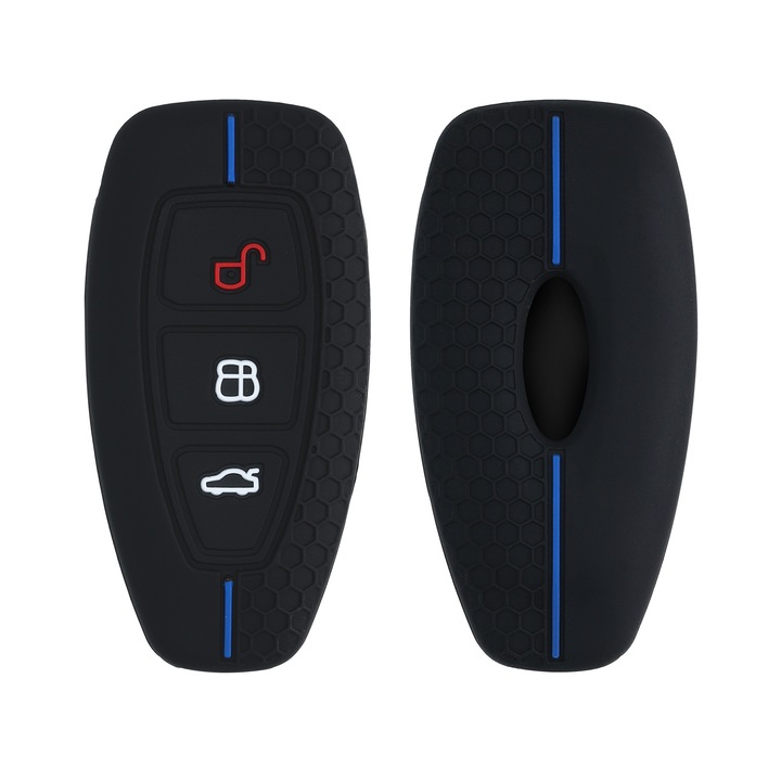 Husa Cheie Auto pentru Ford - 3 Butoane - Keyless Go, Silicon, Negru, 53133.02