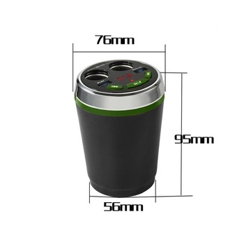 Multiplicator Bigshot Priza Bricheta Auto cu Modulator FM Incorporat, Bluetooth, Doua Iesiri Bricheta 12V, USB 5V 2Ah, Negru-Verde Multiplicator Bigshot Priza Bricheta Auto cu Modulator FM Incorporat, Bluetooth, Doua Iesiri Bricheta 12V, USB 5V 2Ah, Negru-Verde