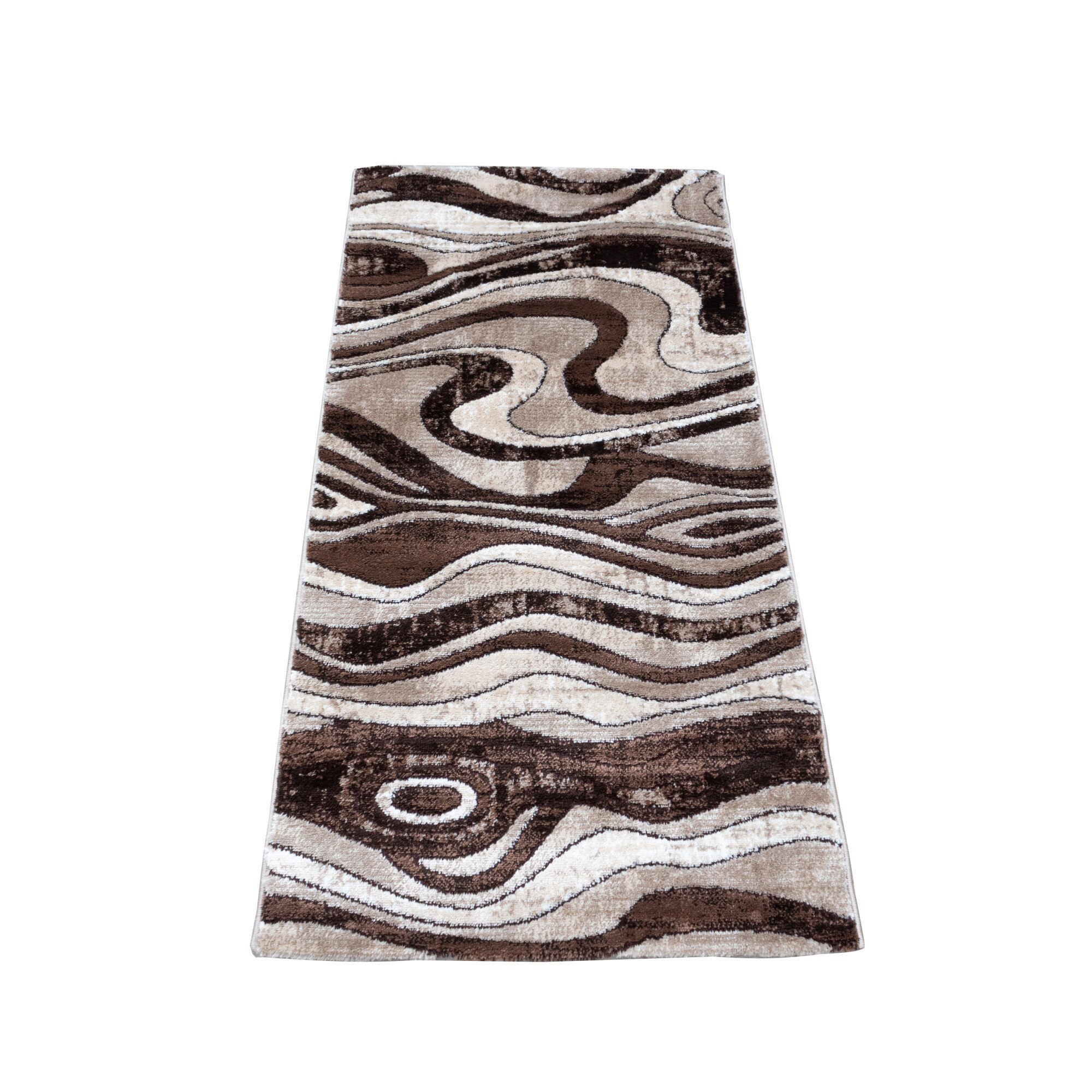 Covor Silver 051A,70x120 cm,30% poliester 70% polipropilena heat-set , inaltime plus 9 mm, gramaj 1800g/mp, model bej cu maro