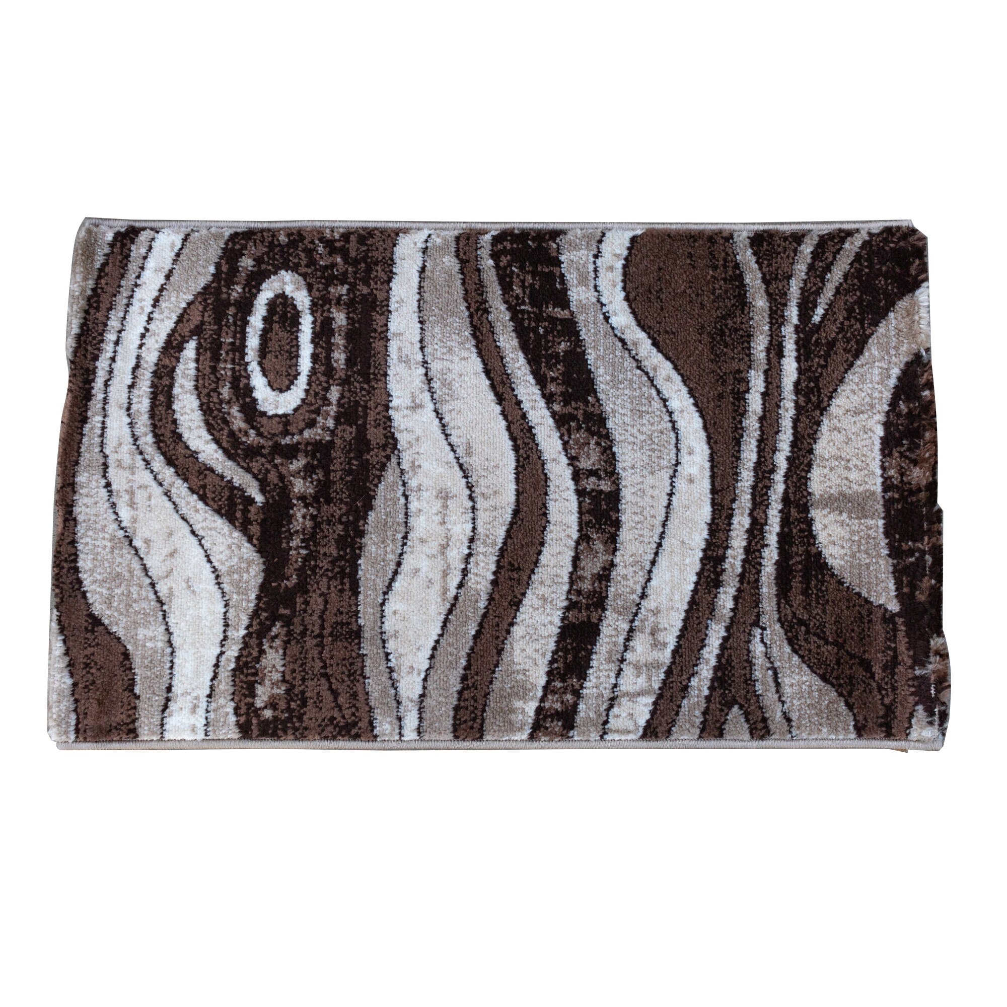 Covor Silver 051A, 50x80 cm,30% poliester 70% polipropilena heat-set , inaltime plus 9 mm, gramaj 1800g/mp, model bej cu maro