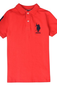 Tricou barbati US Polo Assn., Imprimeu logo, Slim fit, Bumbac, Rosu