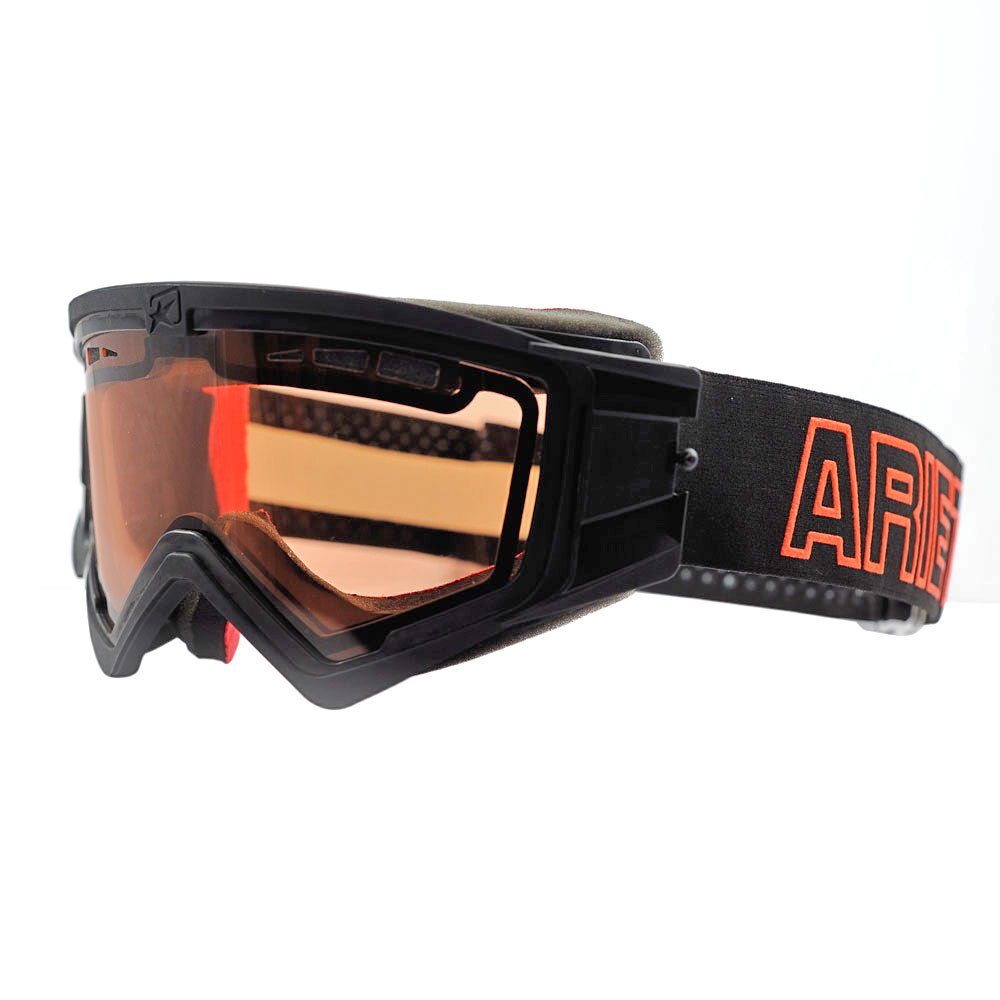 Ochelari offroad Ariete MUDMAX, negri cu viziera ventilata dubla portocalie, fara pini