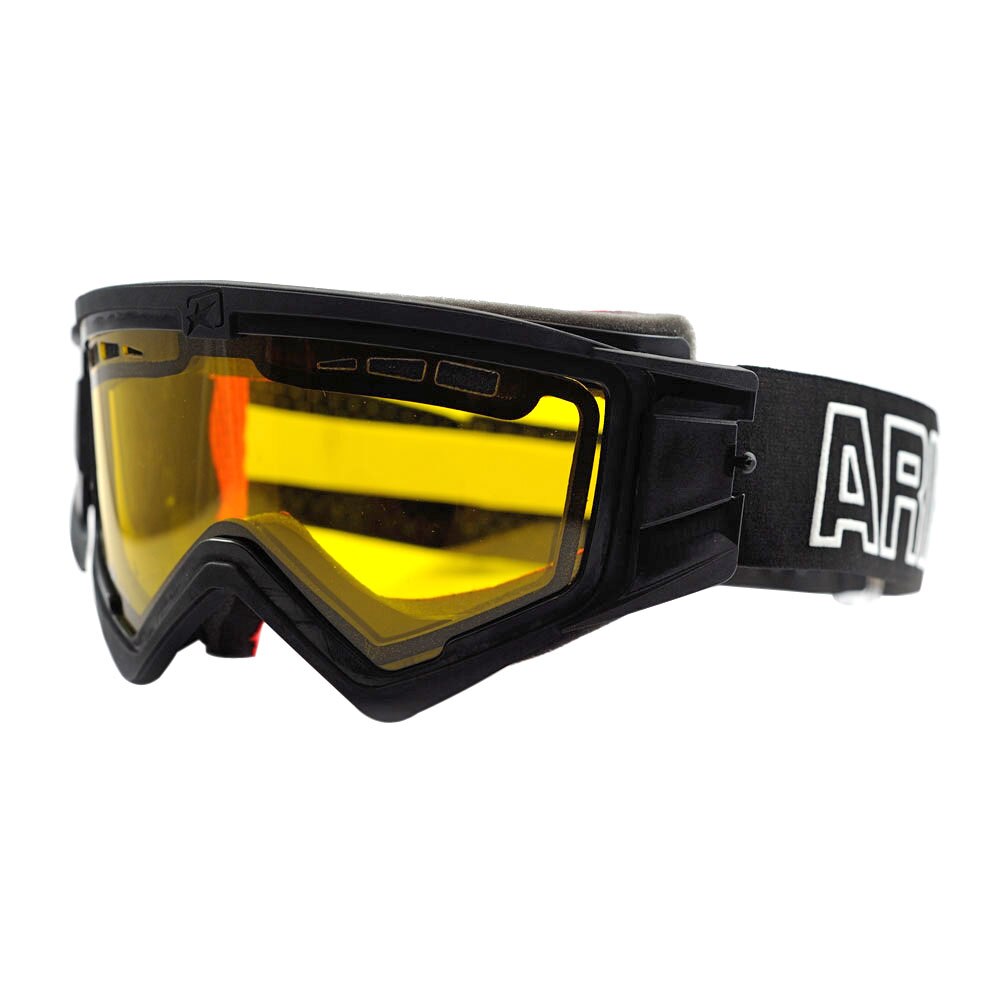 Ochelari offroad Ariete MUDMAX, negri cu viziera ventilata dubla galbena, fara pini