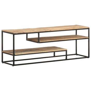 Comoda TV vidaXL, Lemn masiv de mango nefinisat, 130 x 30 x 45 cm, Maro/negru Comoda TV vidaXL, Lemn masiv de mango nefinisat, 130 x 30 x 45 cm, Maro/negru