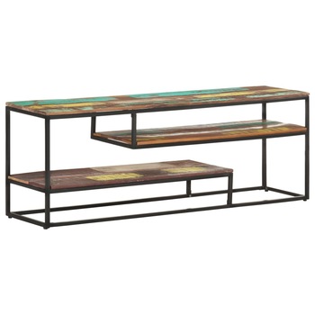 Comoda TV vidaXL, Lemn masiv reciclat, 130 x 30 x 45 cm, Maro/negru Comoda TV vidaXL, Lemn masiv reciclat, 130 x 30 x 45 cm, Maro/negru