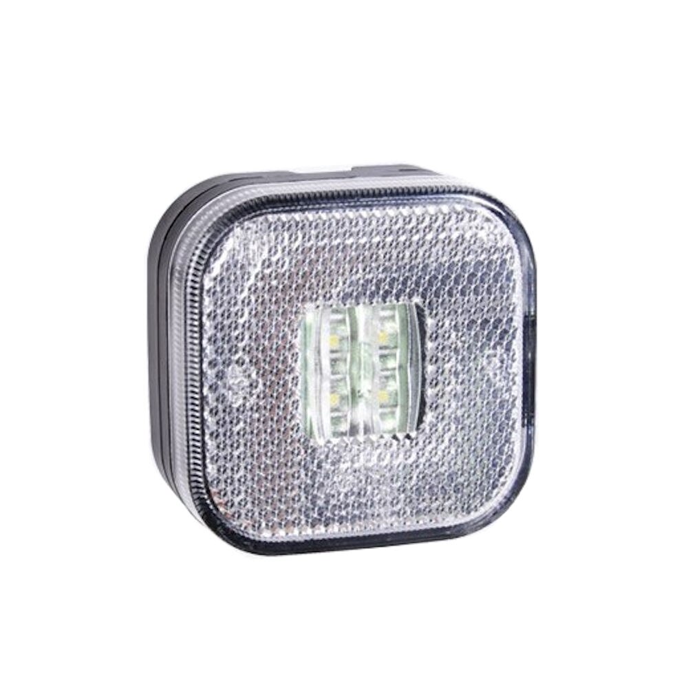 Lampa gabarit, cu LED, patrata, 12/24V, 64x64mm, alb