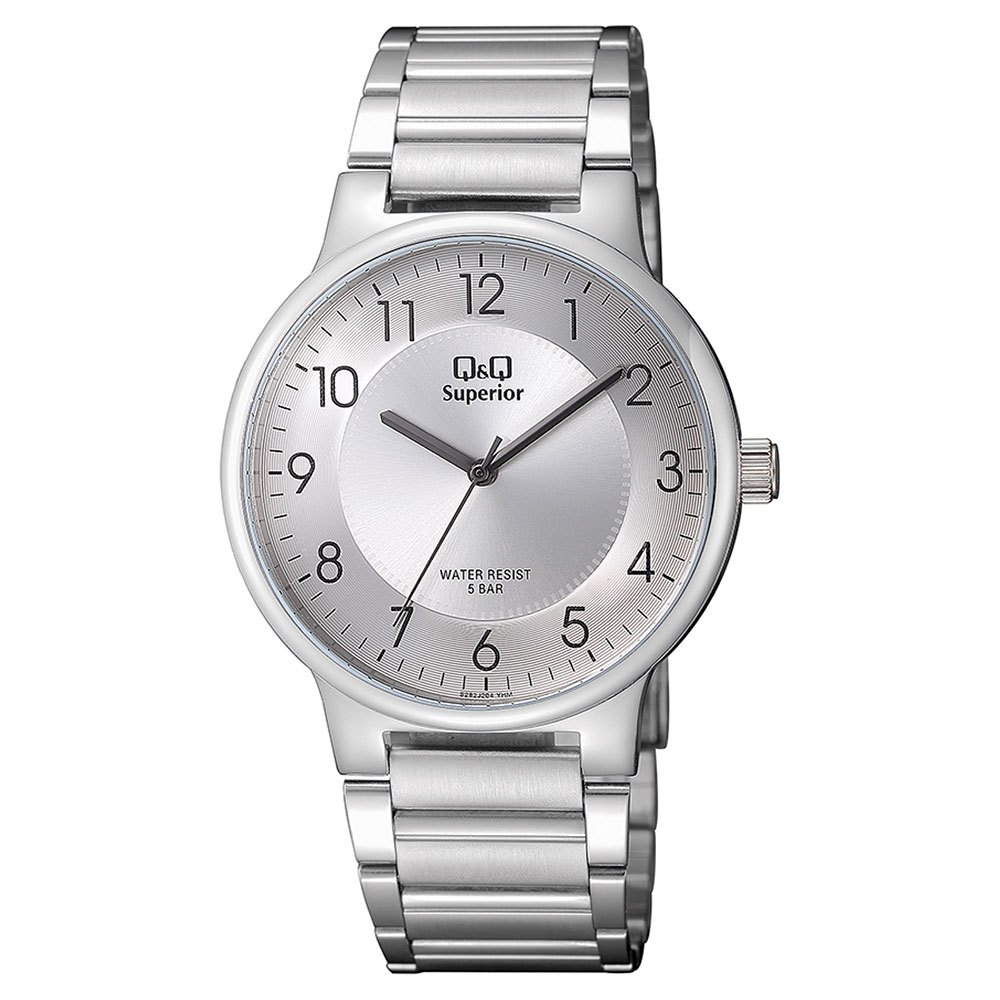 Ceas barbatesc, Q&Q, Inox, Analog, 40 mm, Rezistenta la apa 5 ATM, Argintiu