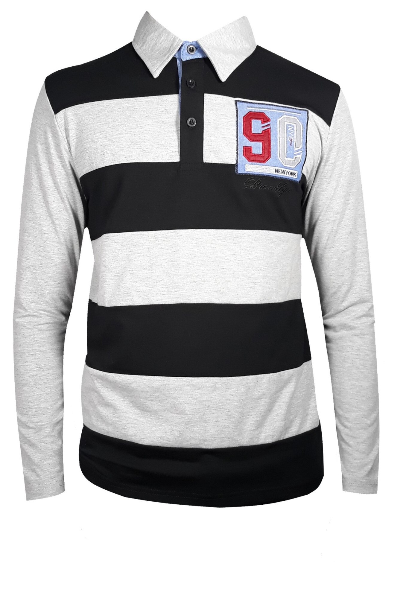 Tricou barbati cu maneca lunga, Gri/Negru