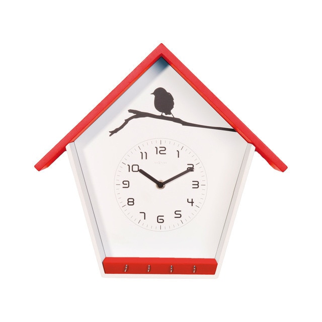 Ceas de perete, NeXtime, 30 cm, din lemn, material textil, maro
