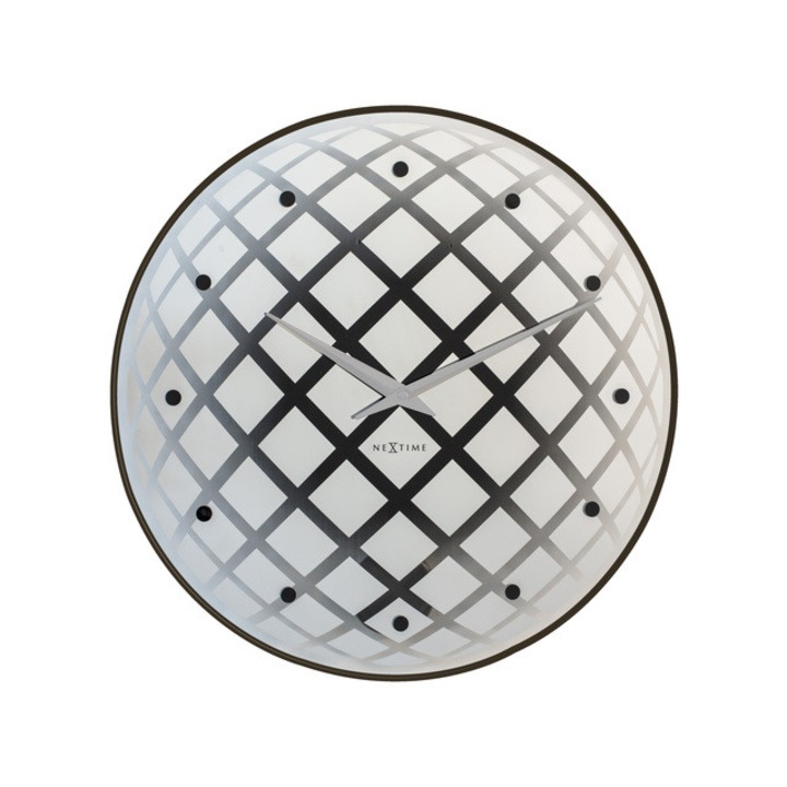 Ceas de perete, NeXtime, 43 cm, sticla, gri