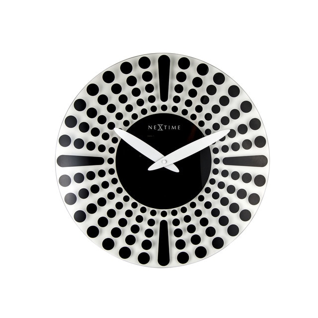 Ceas de perete, NeXtime, 43 cm, Negru/Alb, sticla