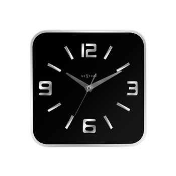 Ceas de perete, NeXtime 43x43 cm, negru, sticla Ceas de perete, NeXtime 43x43 cm, negru, sticla