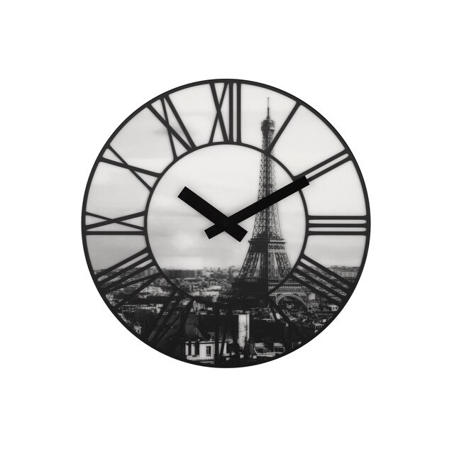 Ceas de perete, NeXtime, La Ville, 39 cm, plastic, 3D, negru/gri