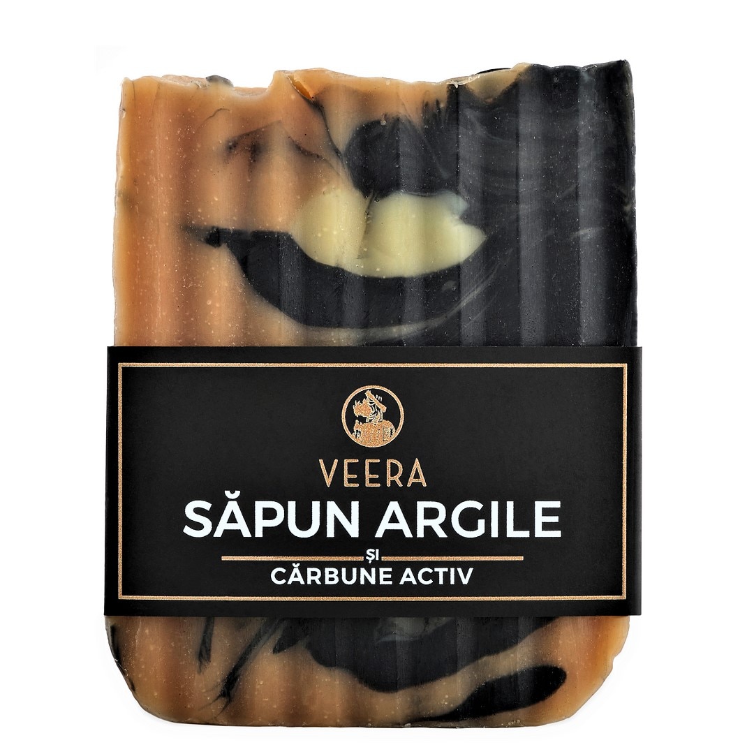 Sapun natural argile si carbune vegetal activ, Veera, 100 g
