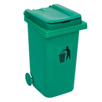 Mini tomberon, din plastic cu capac si roti, Ramdeco, verde, pentru Birou, 1 piesa, 6 litri, 18 x 23 x 33 cm Mini tomberon, din plastic cu capac si roti, Ramdeco, verde, pentru Birou, 1 piesa, 6 litri, 18 x 23 x 33 cm