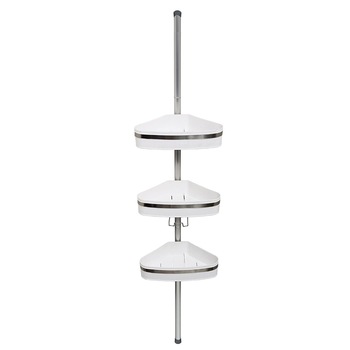Etajera colt pentru baie si dus, Fina, 3 Rafturi, montare pe colt in tensiune pe capate, din Aluminiu, Alb Etajera colt pentru baie si dus, Fina, 3 Rafturi, montare pe colt in tensiune pe capate, din Aluminiu, Alb