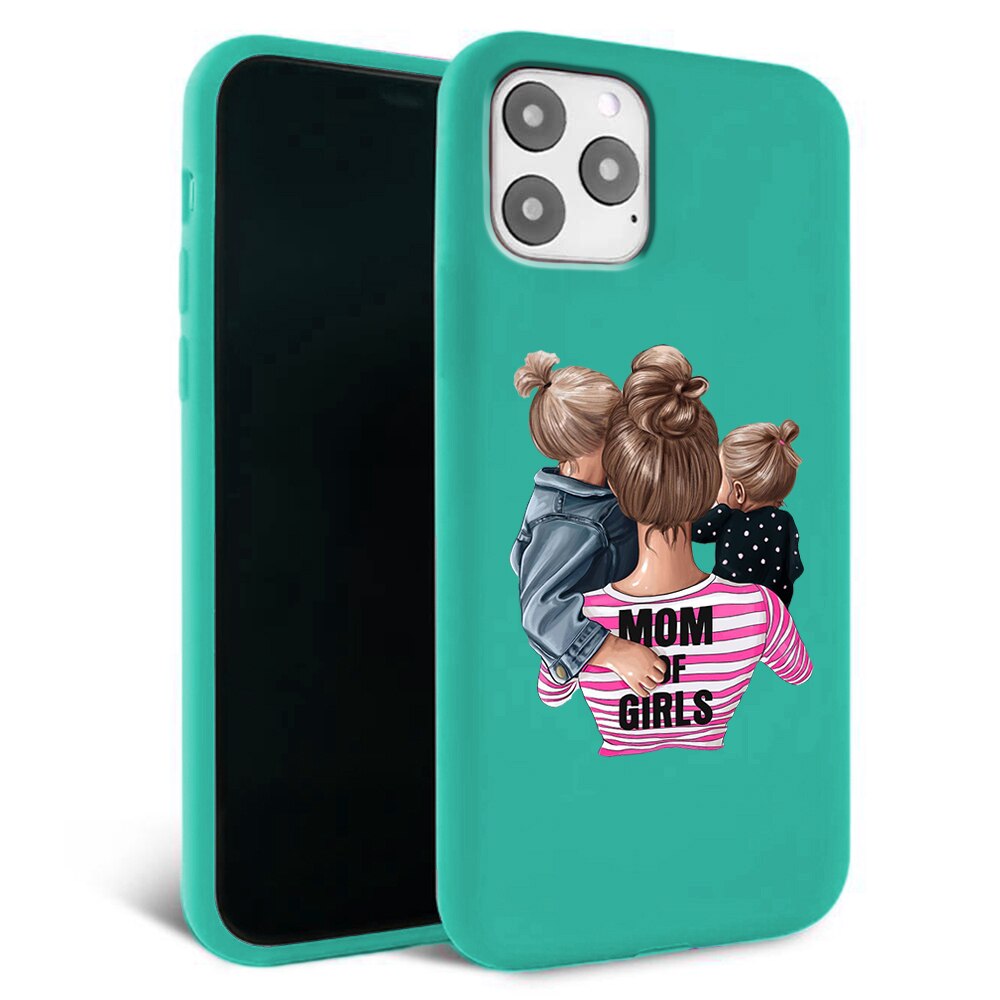 Husa pentru iPhone 11 ProMax - Silicon FlexiSoft - Mom of girls Mint