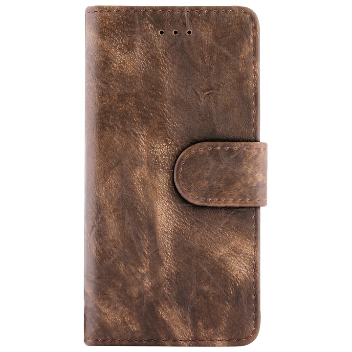 Husa Vintage, Microfibra, cu compartiment pentru carduri, pentru Huawei P8 lite (2017), Piele ecologica, Maro