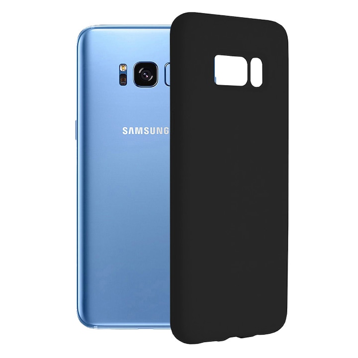 AZIAO dupla szerkezetű védőtok Samsung Galaxy S8 Plus készülékhez, finom mikroszálas karcolásgátló belső és szilikon tapadásgátló külső, titán fekete