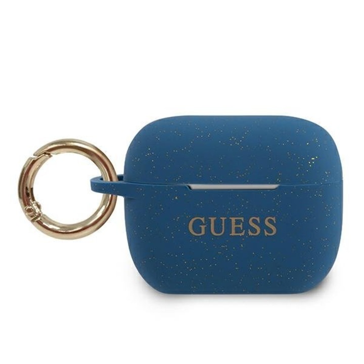 Калъф Guess Silicone Glitter за AirPods Pro, син