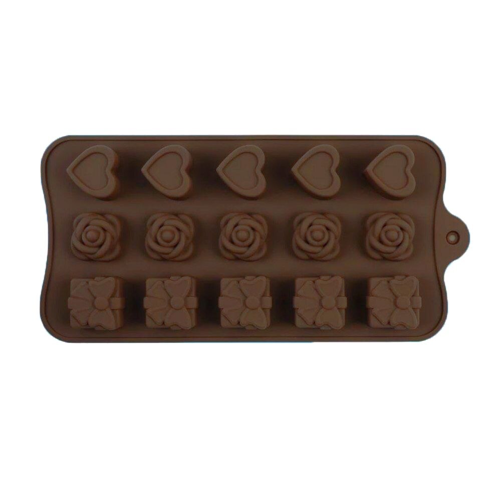 Forma din silicon pentru 15 praline, 21x10.5 cm, culoare maro