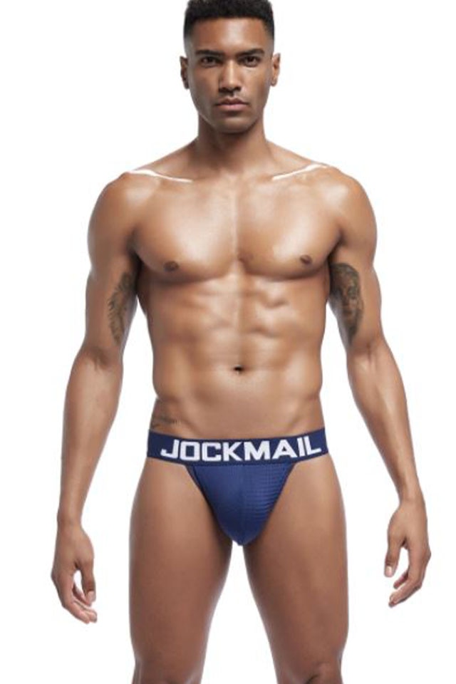 Chiloti Suspensor Barbati JockMail tip Push Up Open Side Mesh, Bleumarin