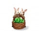 Decoratiune gradina, ceramica, 2 iepuri cu cos, 27x27x38 cm