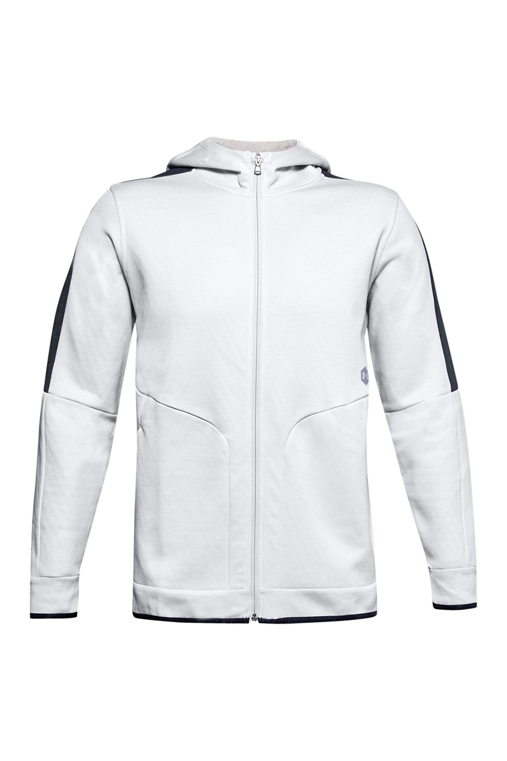 Under Armour, Hanorac lejer cu fermoar, pentru fitness Athlete Recovery, Alb/Negru