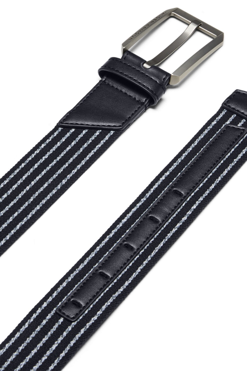 Under Armour, Curea cu insertii de piele, pentru golf, Negru/Alb, 105 CM Standard