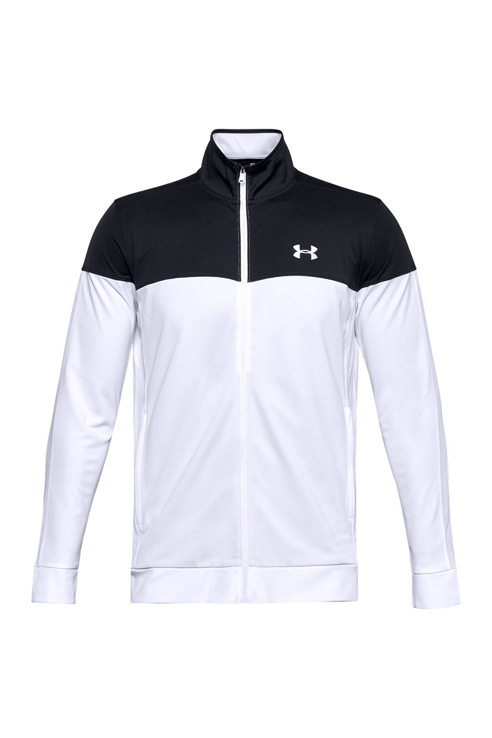 Under Armour, Bluza sport cu fermoar, pentru fitness, Alb/Negru
